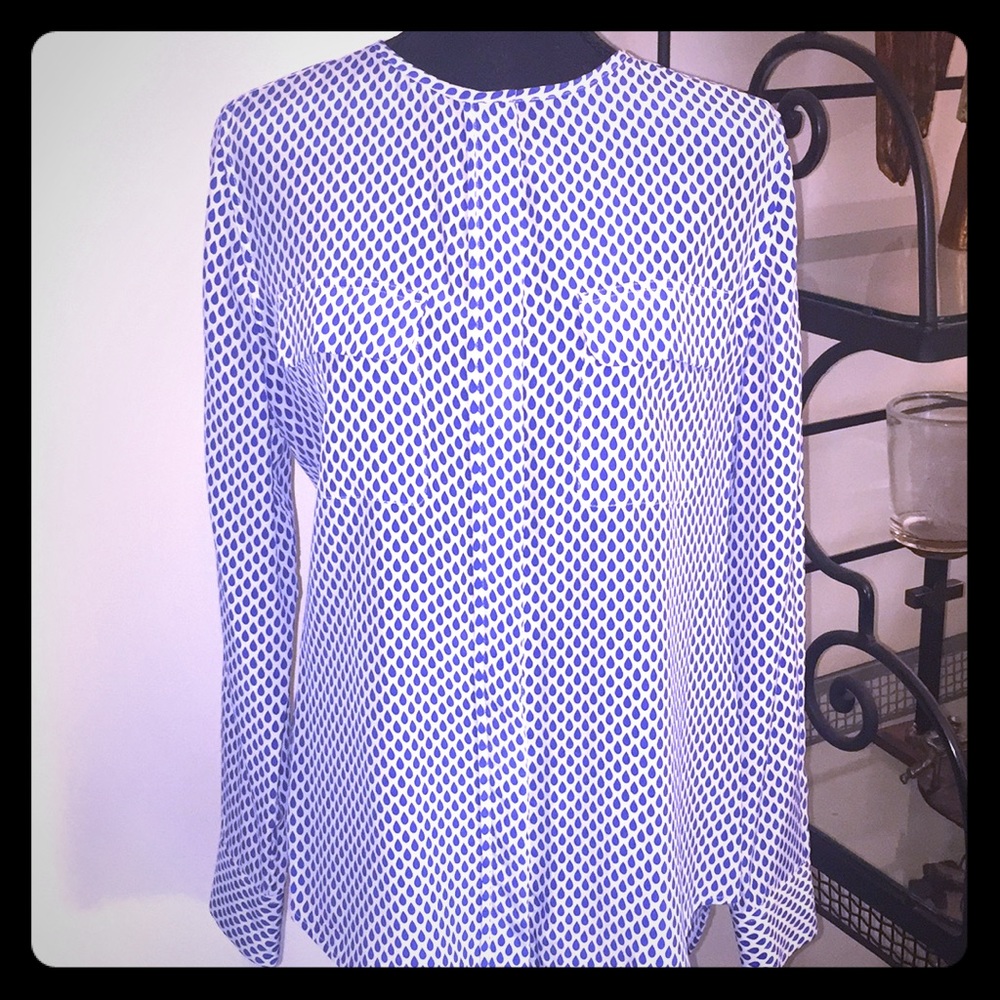 Equipment Blue/white silk blouse size S
